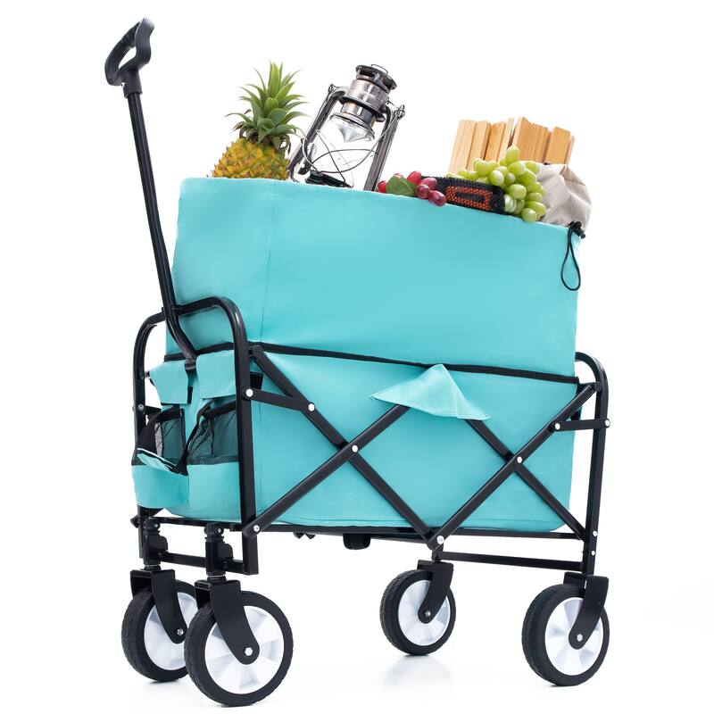 Minimeetall Extention Collapsible Foldable Wagon Cart with strapping system Beach Wagon Utility Wagon Grocery Cart