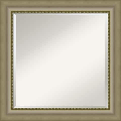 Beveled Wood Wall Mirror - Vegas Silver Frame - Outer Size: 25 x 25 in
