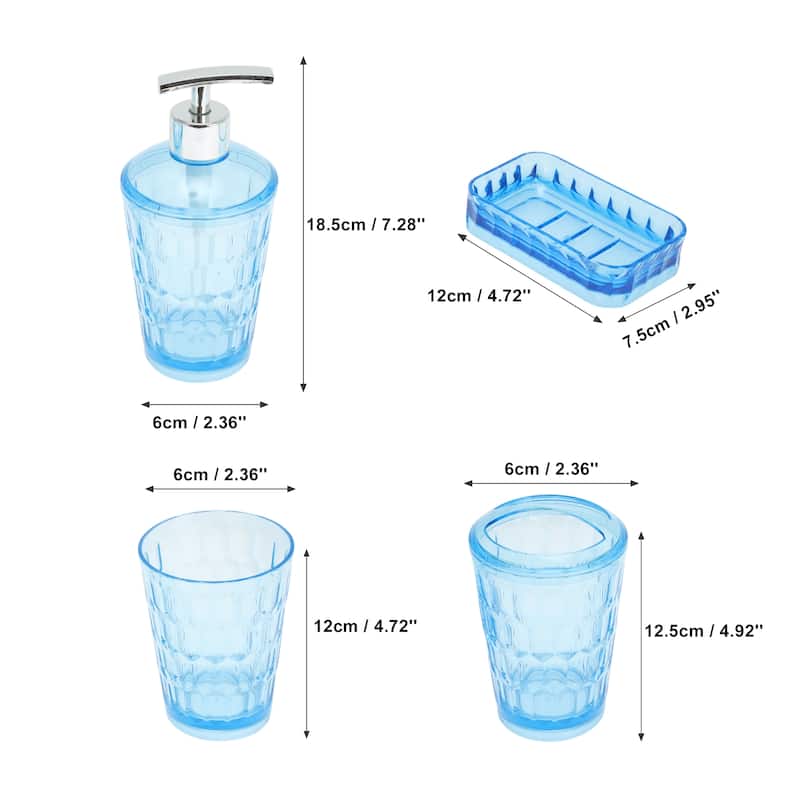 1 Set Transparent Bathroom Accessories Set for Bathroom Vanities - Blue