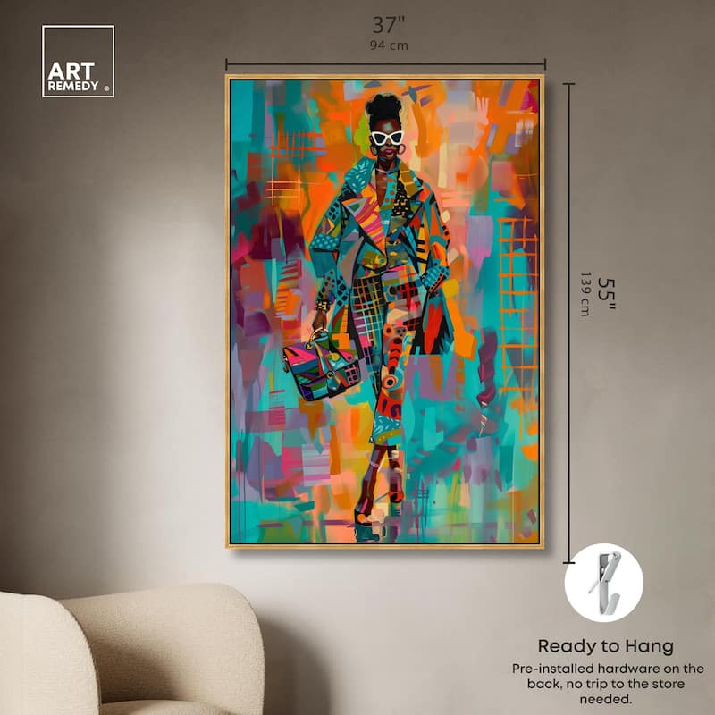 Bold Patchwork Style Canvas by Art Remedy