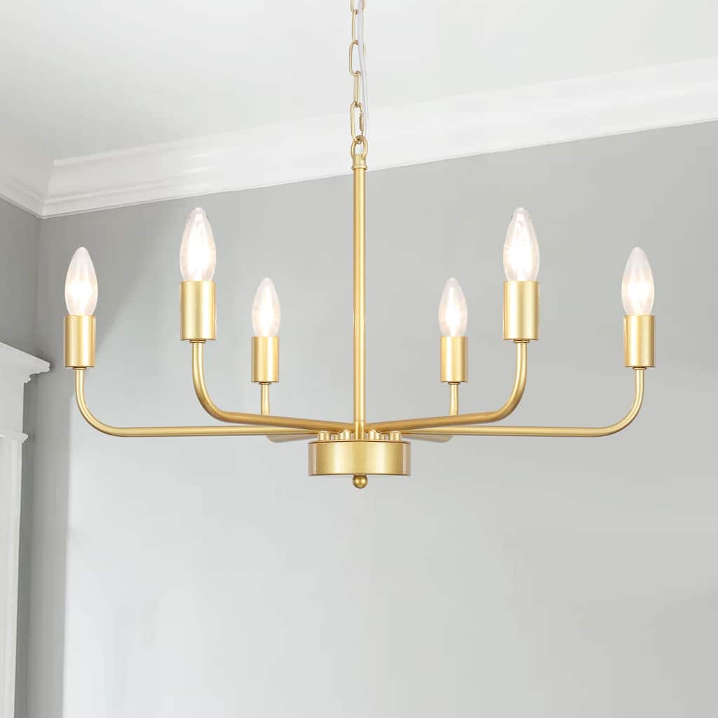 6-Light Rustic Modern Candlestick Hanging Linear Chandelier Lighting for Dining Room Kitchen Island