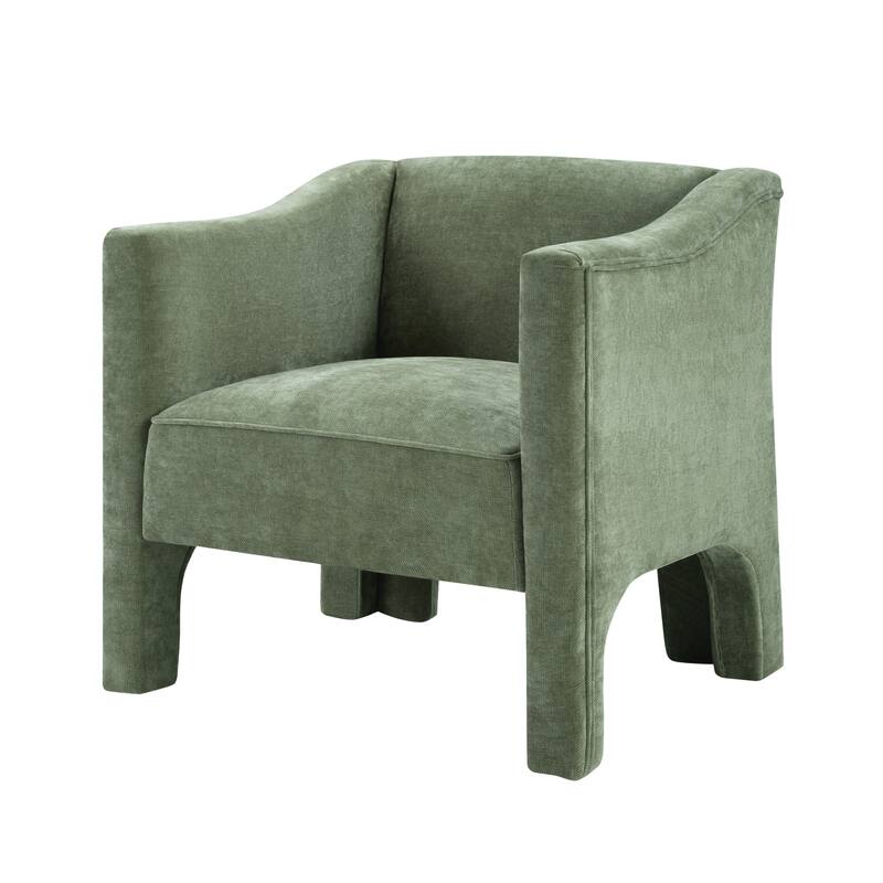 Roomfitters Modern Chenille Barrel Accent Chair with Enclosed Arms, Upholstered Armchair