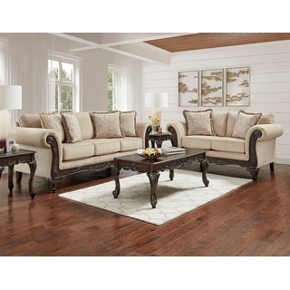 Hernen Carved Wood Frame 5-Piece Living Room Set