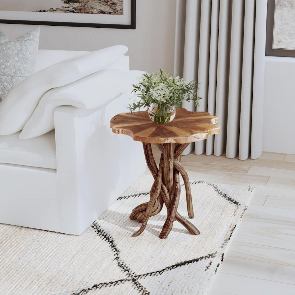 Natural Teak Top Accent Table With Root Base by East at Main