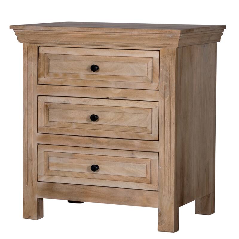 Maadze 28" WIde 3-Drawers Solid Wood Nightstand