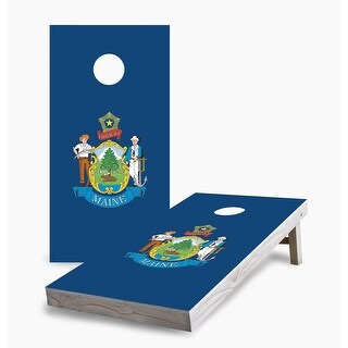 Maine State Flag Cornhole Game (Choose Wraps or Boards)