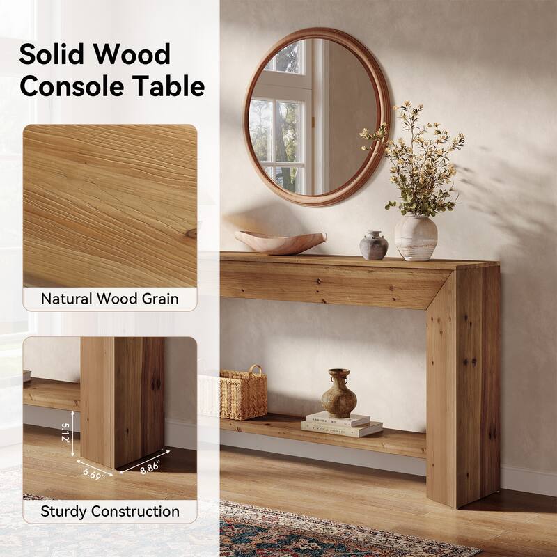 63 Inch Solid Wood Console Table for Entryway