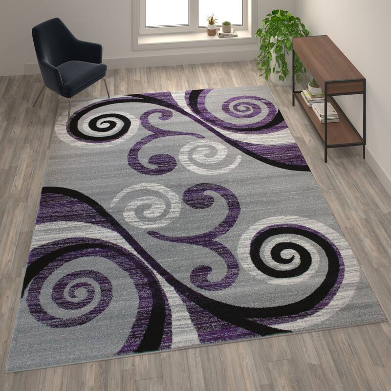 Modern Distressed Swirl Abstract Style Indoor Area Rug