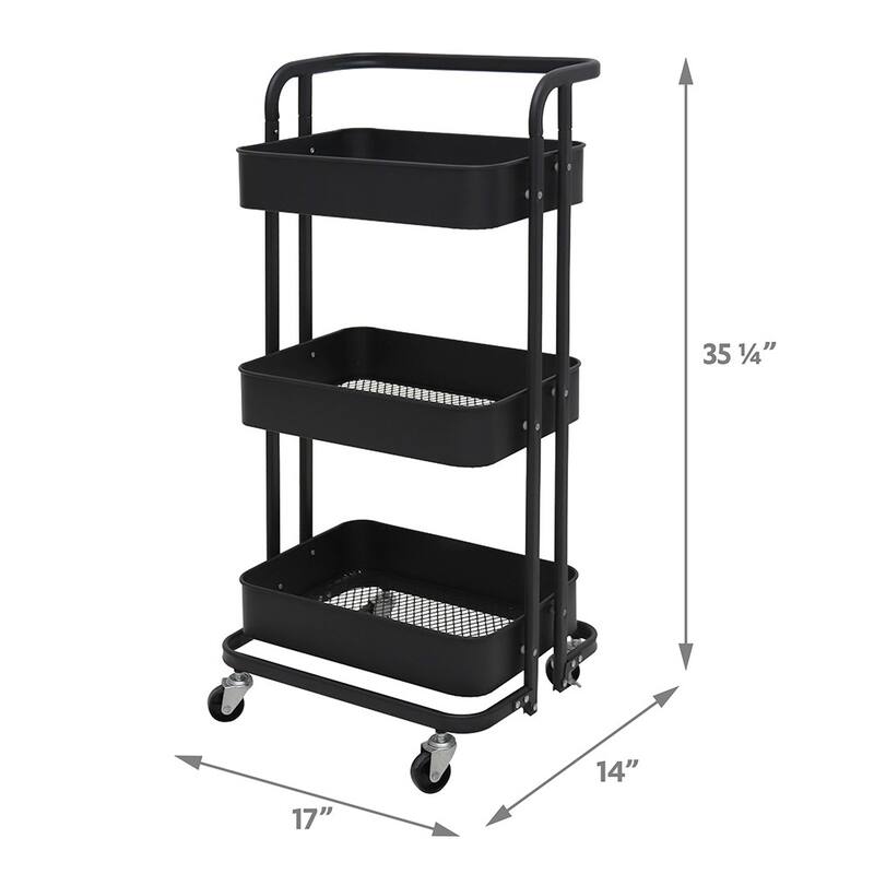 3 Tier Foldable Rolling Utility Cart