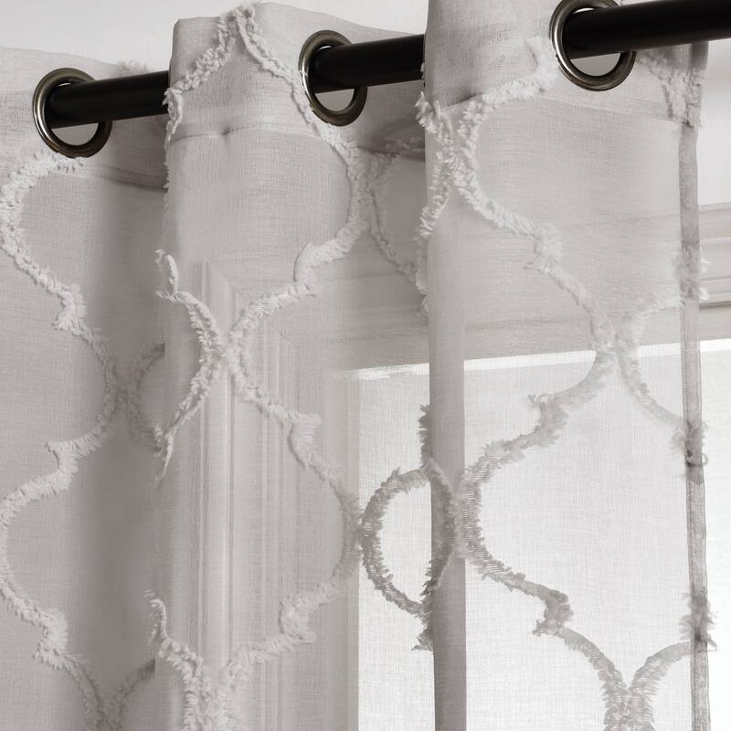 Lush Decor Avon Trellis Grommet Sheer Window Curtain Panel Pair