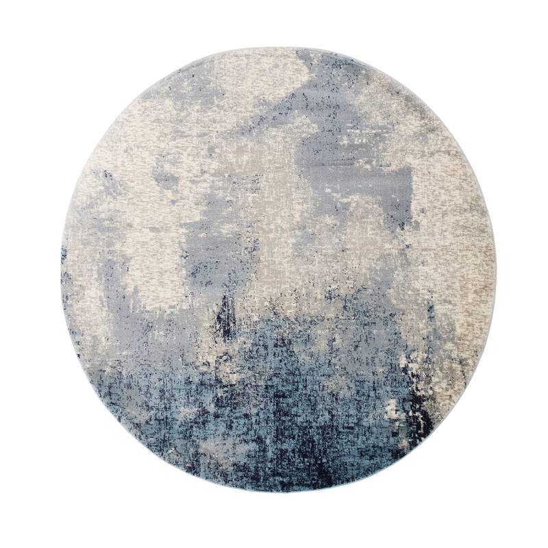 Noori Rug Lagoon Alice Distressed Abstract Modern Area Rug - 4'5" x 4'5" - Grey/Blue