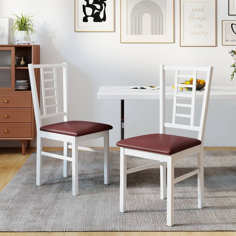 Gymax Wood Dining Chairs Set of 4 w/Rubber Wood Frame Padded Seat