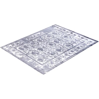 Modern One-of-a-Kind Hand-Knotted Area Rug - Black, 8' 1" x 10' 2" - 8' 1" x 10' 2"