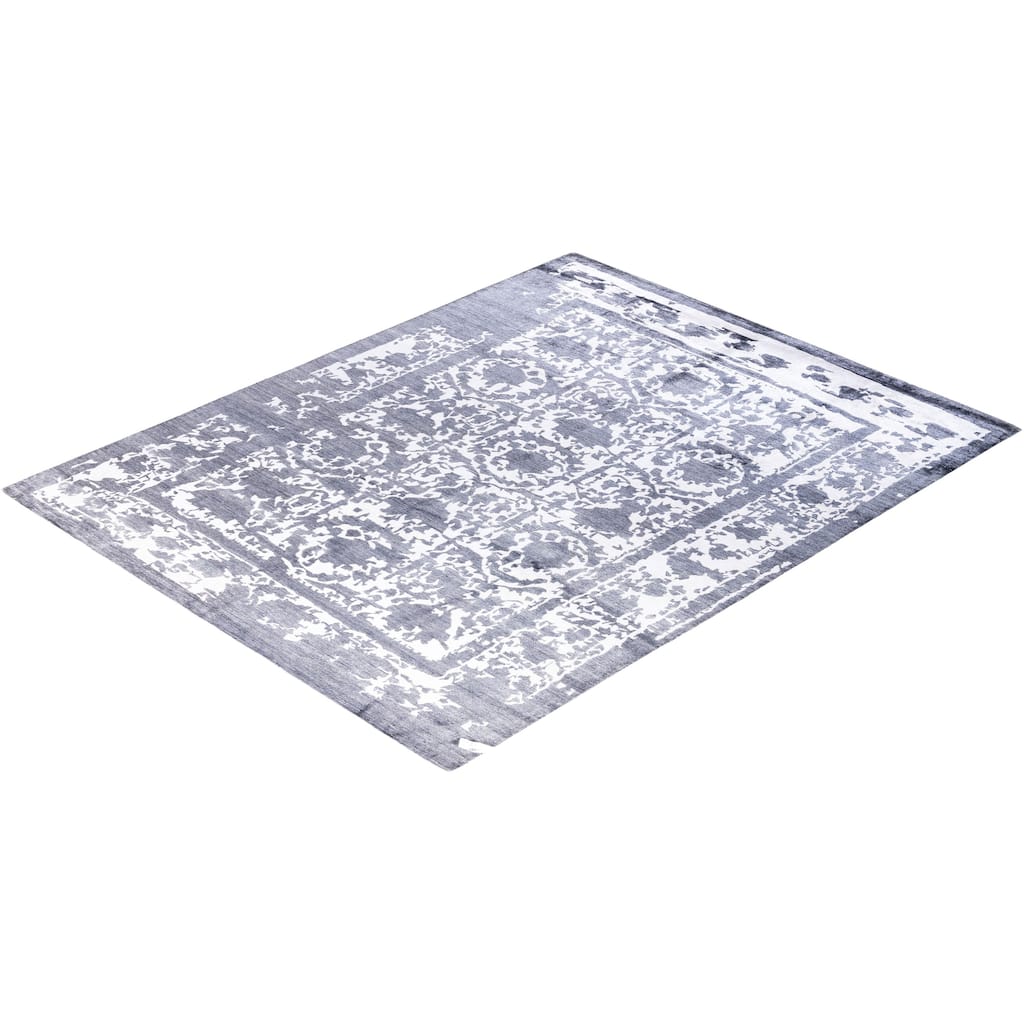Modern One-of-a-Kind Hand-Knotted Area Rug - Black, 8' 1" x 10' 2" - 8' 1" x 10' 2"