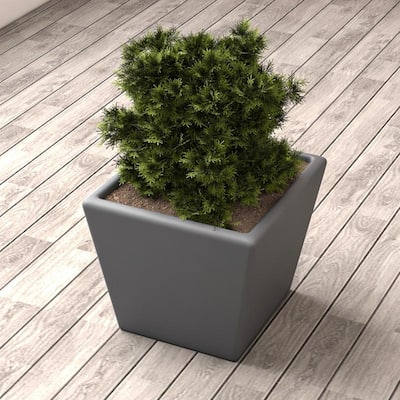Blossom Fiberstone Tapered Square Planter, Modern Weather-Resistant Indoor/Outdoor Pot with Drainage by LeisureMod