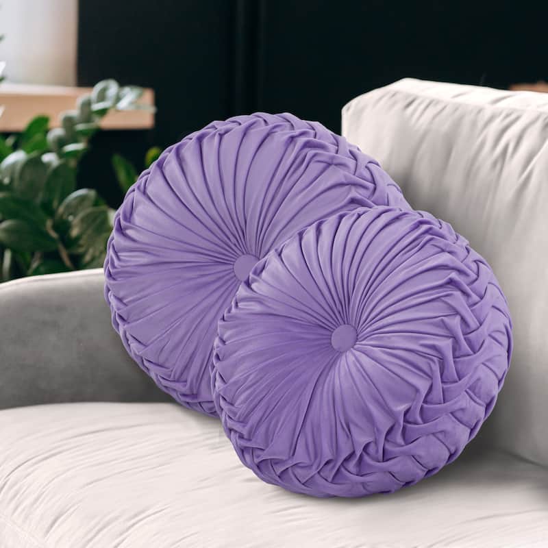 Gianny 18" Round Pleated Pillow - Lavender