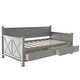 preview thumbnail 4 of 16, Twin Size,Modern and Rustic Casual Style Daybed with 2 Large Drawers, X-shaped Frame