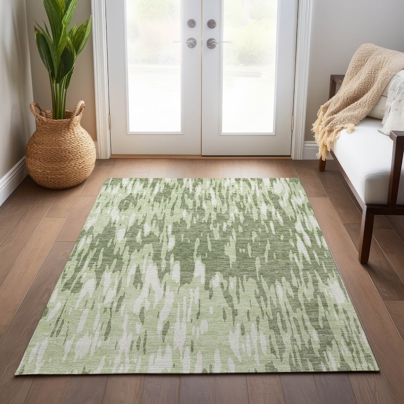 Machine Washable Indoor/ Outdoor Abstract Chantille Rug