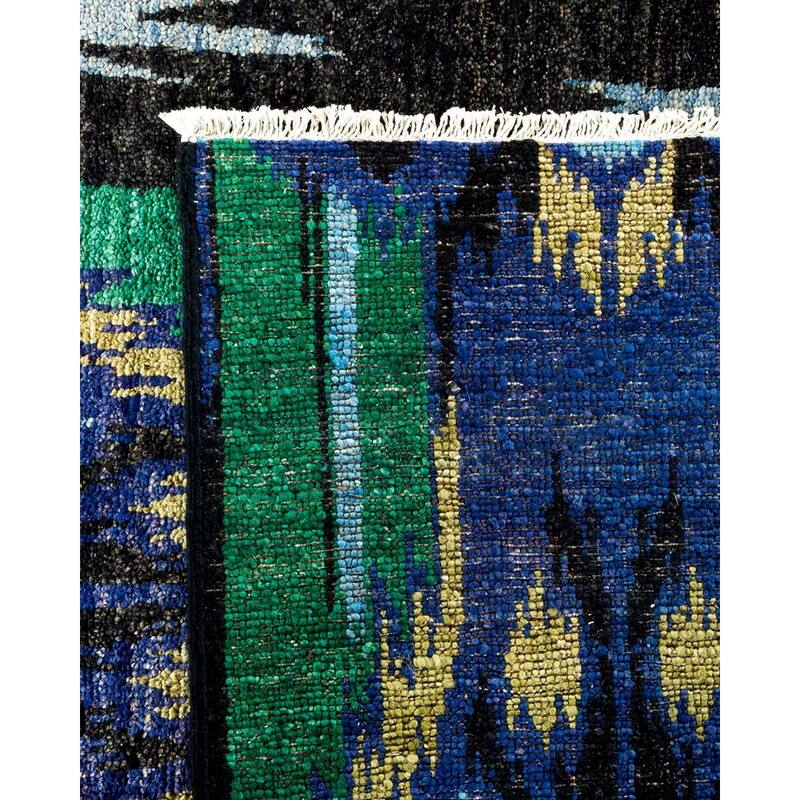 Overton Handknotted Wool Vintage Inspired Contemporary Modern Black Square Area Rug - 12' 5" x 11' 10"