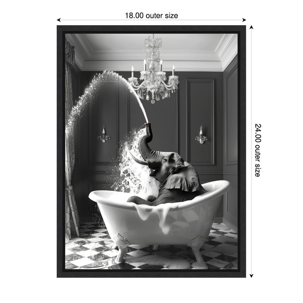 Splish Splash Safari Elephant by Niky Rahner Framed Canvas Wall Art