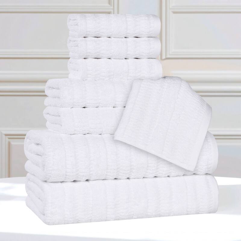 Superior Mika Smart Twist Cotton 8 Piece Towel Set - White