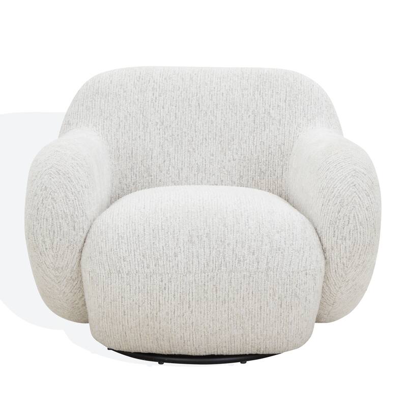 SAFAVIEH COUTURE Kaylana Chenille Accent Chair - 35"W x 35"D x 27"H - Light Grey