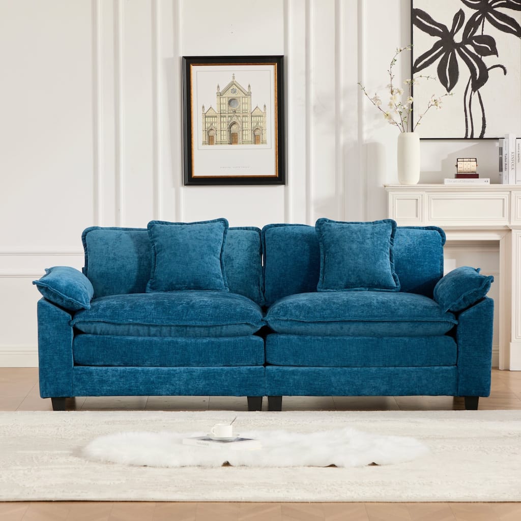 Comfy Double Layer Upholstered Couch Chenille Accent Loveseat Sofa