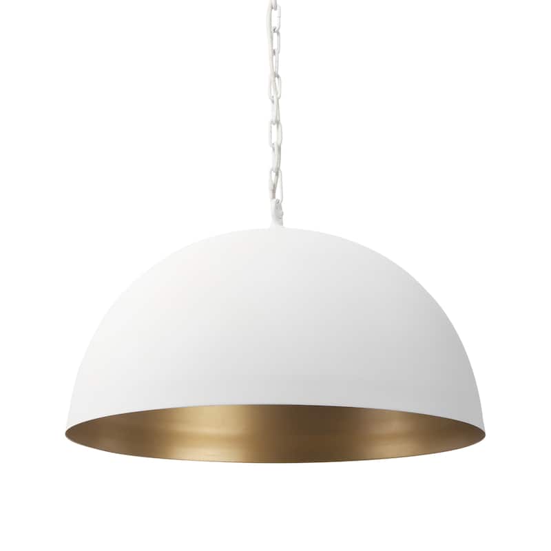 Juniper Matte White And Gold Dome Pendant Light - 27" Diameter