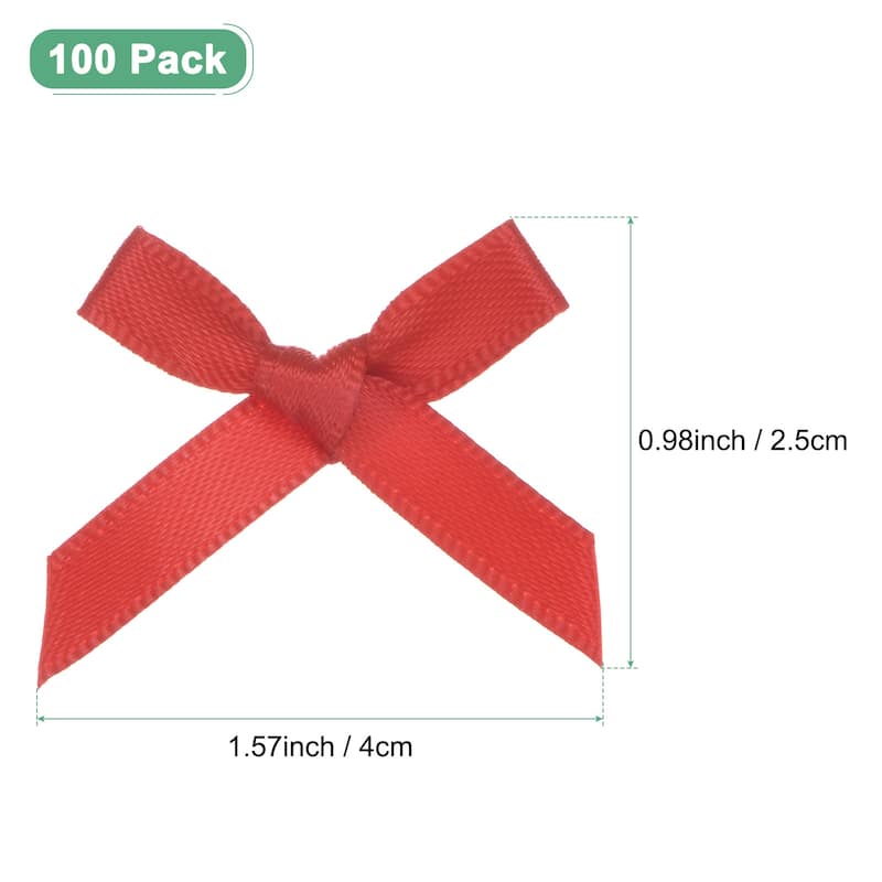 100-Pack Mini Craft Ribbon Bow,1x1.6 Inch for Craft DIY Multicolored