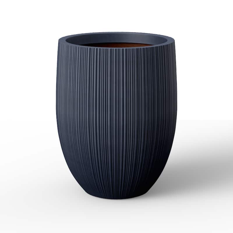 Concrete Round Planter Flower Pot with Drainage Holes - 17 x 21.5 - Navy blue(Enhanced Interior)