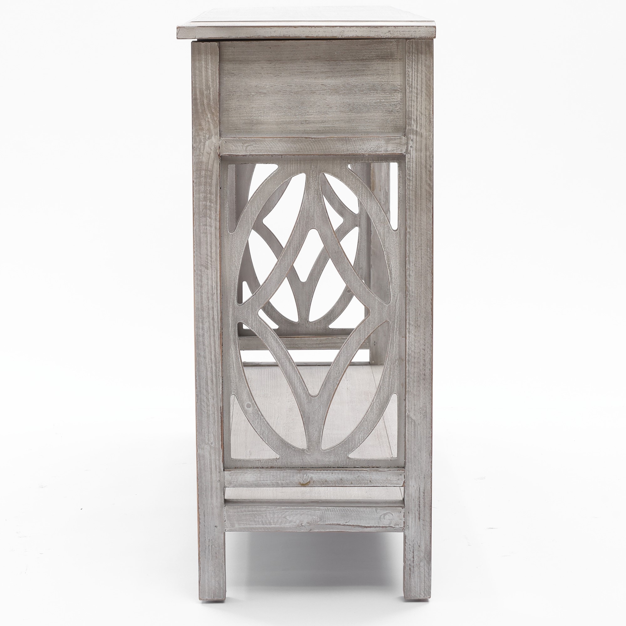 Grey Washed Wood 2-Drawer 1-Shelf Console and Entry Table - 32.7" H x 47.2" W x 13.8" D