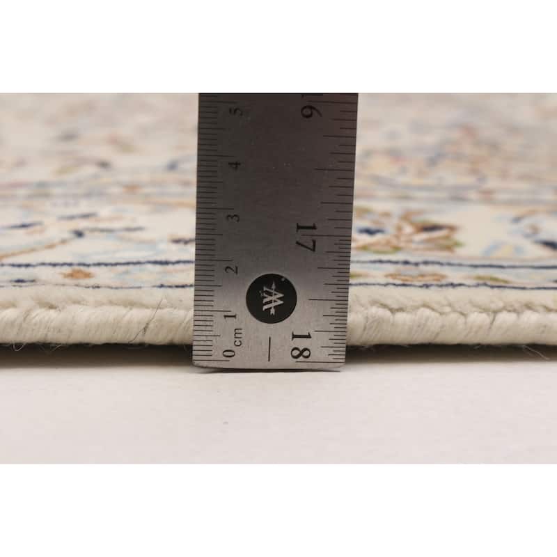 ECARPETGALLERY Hand-knotted Nain Cream Silk, Wool Rug - 2'8 x 12'2