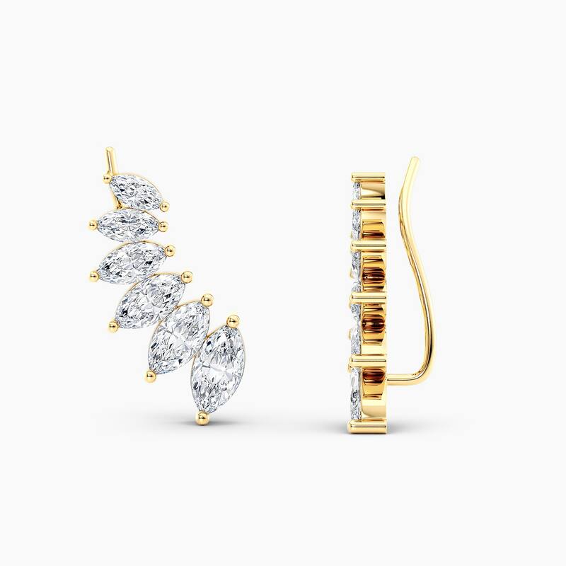 Auriya 3.00ctw Marquise Lab Grown Diamond Climber Earrings 14-karat Gold (E-F, VS1-VS2) - Yellow