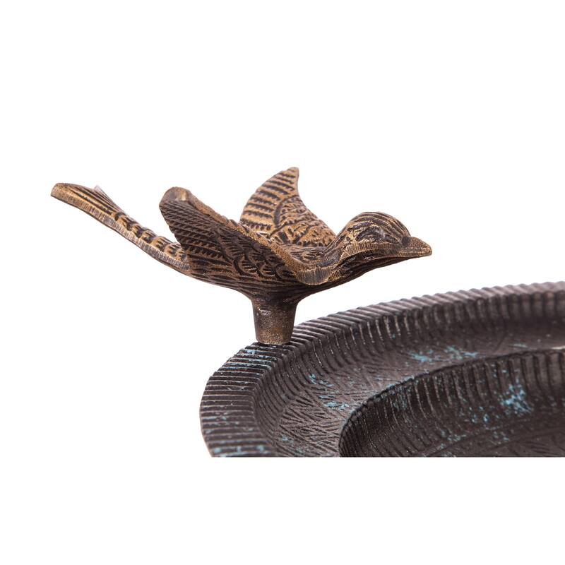 19 in. Cast Iron Bird Bath on Pedestal