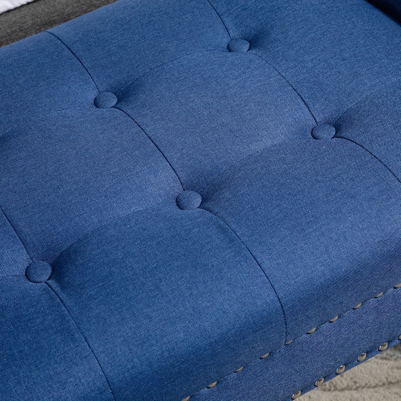 HOMCOM Modern Button Tufted Sitting Bench/Accent Fabric Upholstered Ottoman for Bedroom or Living Room
