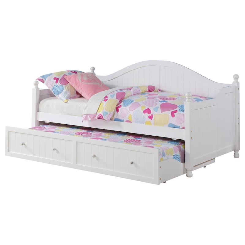 Julie Ann Wood Twin Daybed with Trundle White - White