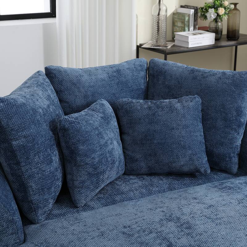 59.8''W Oversized Sofa Chair Set, Round Accent Barrel Chair With 5 Pillows and 1 Storage Ottoman