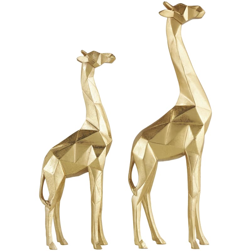Polystone Giraffe Decorative Sculpture - Set of 2 Gold or Silver - CosmoLiving by Cosmopolitan