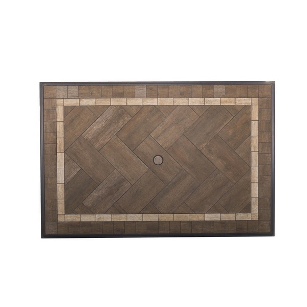 Rust-Free Aluminum Ceramic Tile Top Outdoor Patio Rectangular Dining ...