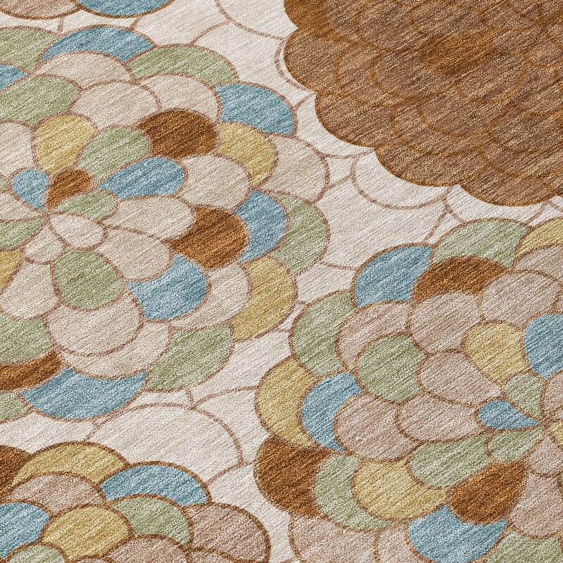 Machine Washable Indoor/ Outdoor Mosaic Cluster Chantille Rug