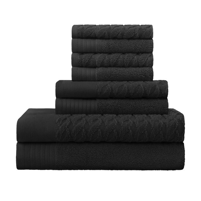 Turkish Cotton 8 Piece Herringbone and Solid Towel Set by Superior
