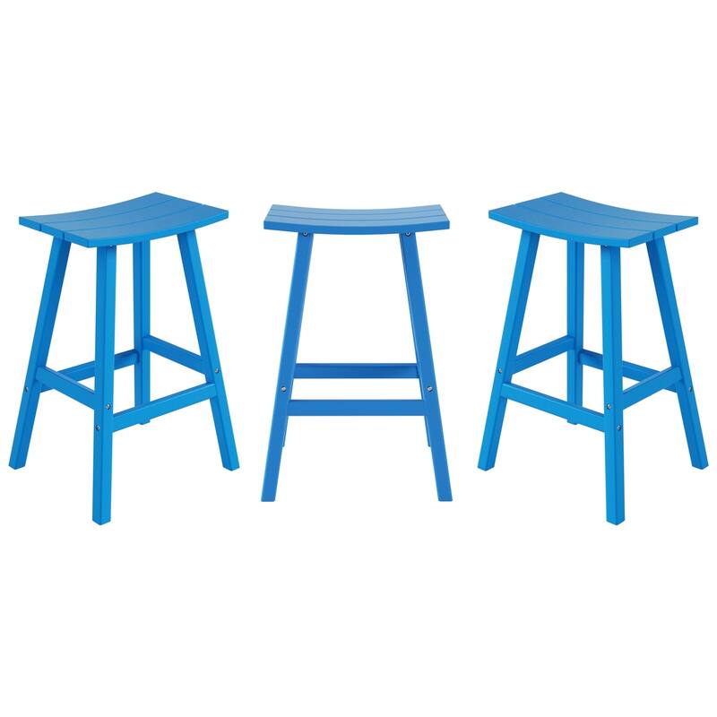Laguna Hdpe All Weather Outdoor Patio 29" Saddle Seat Bar Stool (Set Of 3)