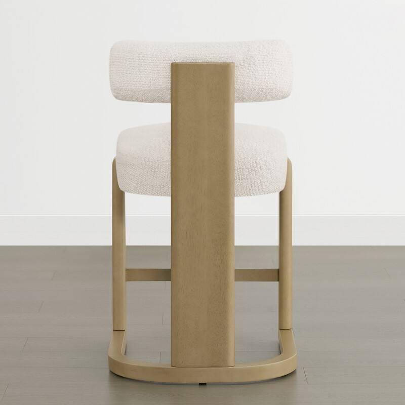 Spruce & Spring Arya Upholstered Boucle Counter Stool with Solid Wood Frame