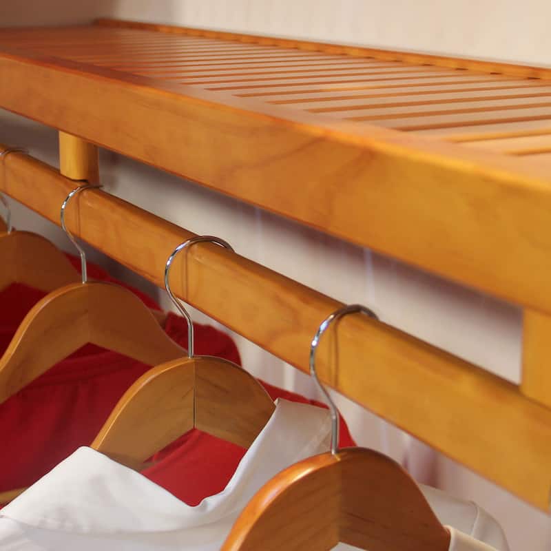 John Louis Home Solid Wood Reach-In Simplicity Closet System with 2-Drawers Honey Maple