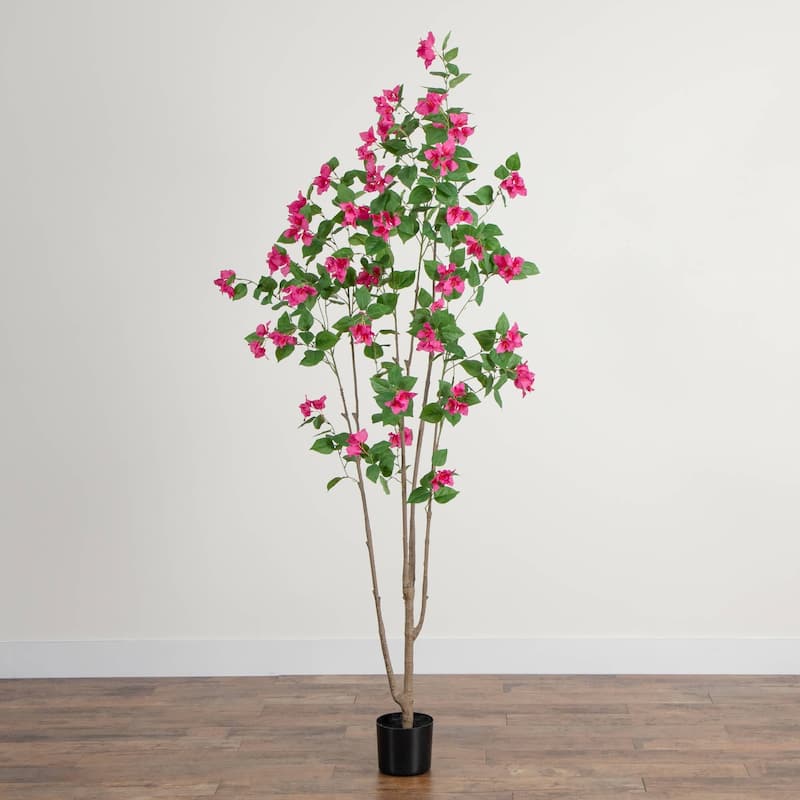 Potted Bougainvillea Artificial Tree - 7' - Pink and Green