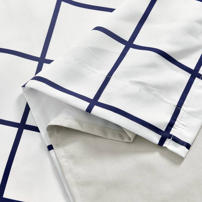 Lush Decor Urban Square Grid 100 Percent Lined Back Tab/Rod Pocket Blackout Window Curtain Panels Set