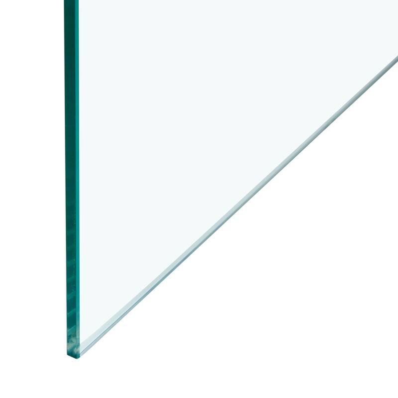 The top of the coffee table is made of MDF and white stickers, and the sides are clear tempered glass. The design is sim