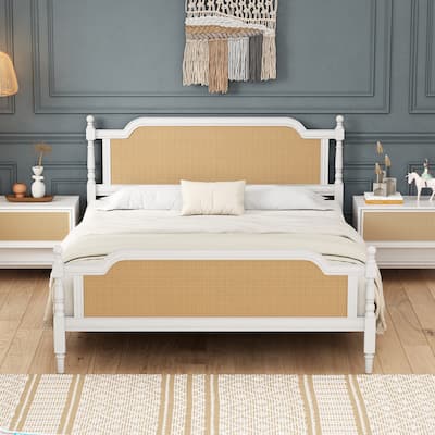 Traditional Style Rattan Bed Frame