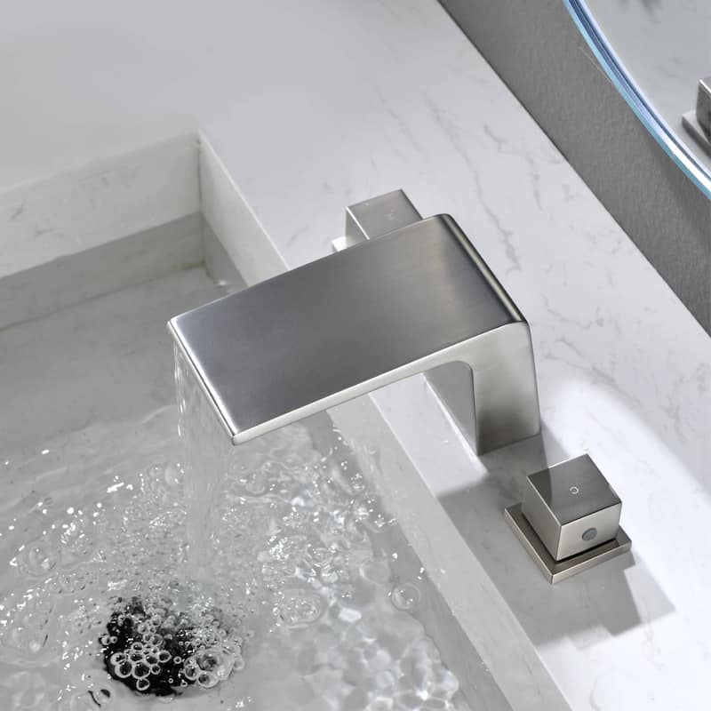 Widespread Bathroom Sink Faucet 3 Holes Waterfall Bathroom Faucet 8 Inch Modern Double Handle Vanity Basin Faucets With Valve