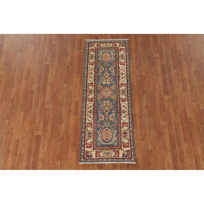 Kazak Runner Rug Handmade Oriental Floral Wool Carpet - 2'0" x 5'7"